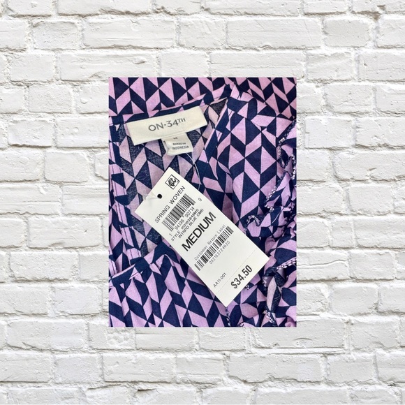 On 34th Geometric Ruffled Cap-Sleeve Top - Picture 3 of 4